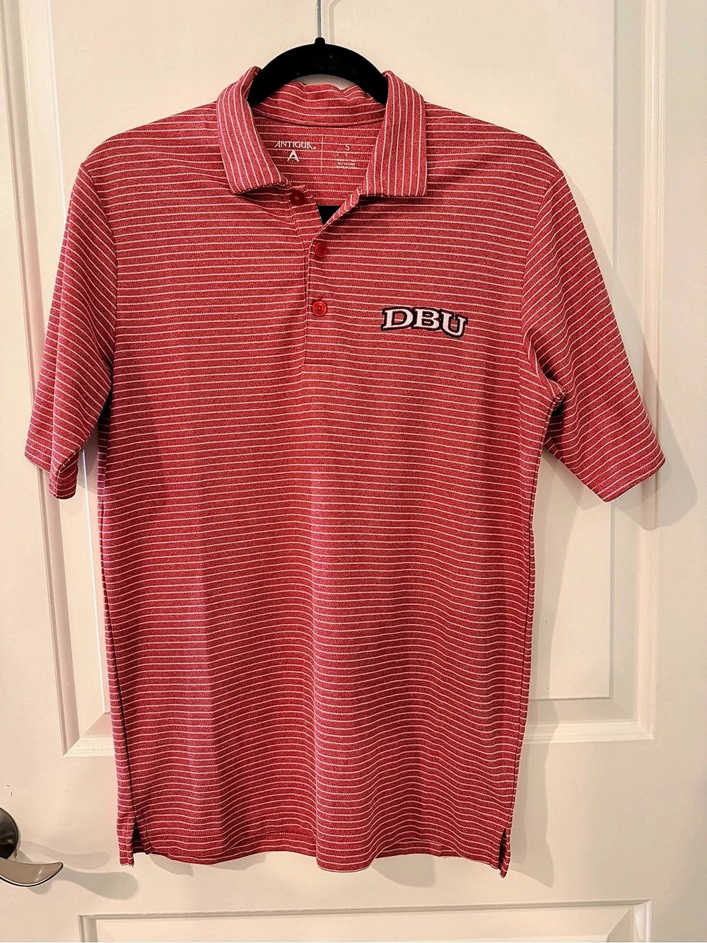 Antigua Dallas Baptist University DBU Red Striped Polo Shirt Men’s Small